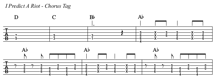 I Predict A Riot TAB, chorus tag.