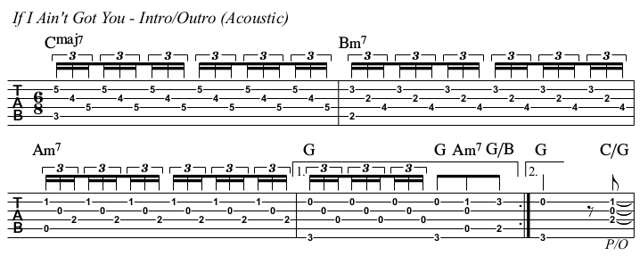 If I Ain't Got You TAB, acoustic intro.