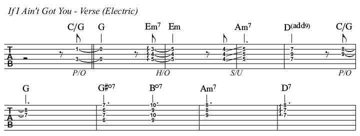If I Ain't Got You TAB, electric verse.
