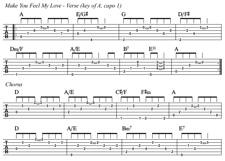Make You Feel My Love TAB, Adele A.
