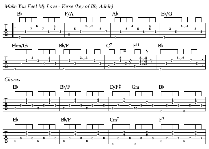 Make You Feel My Love TAB, Adele Bb.