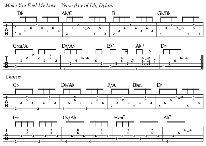 Make You Feel My Love TAB, Dylan Db.