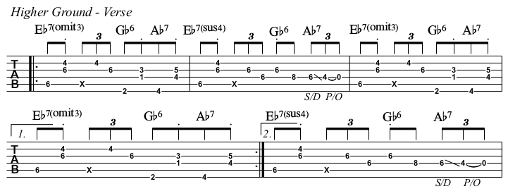 Higher Ground TAB, verse.