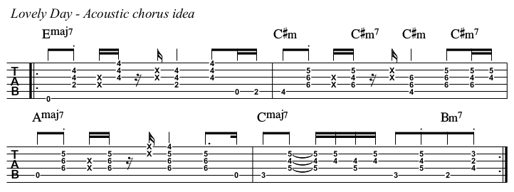 Lovely Day TAB, Acoustic idea chorus.