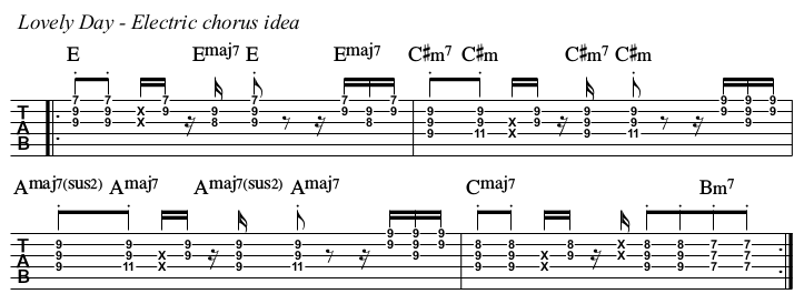 Lovely Day TAB, electric idea chorus.
