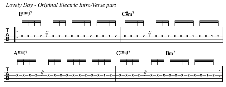 Lovely Day TAB, electric original intro and verse.