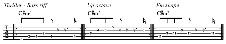 Thriller TAB, bass riff.