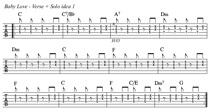 Baby Love TAB, verse 1.