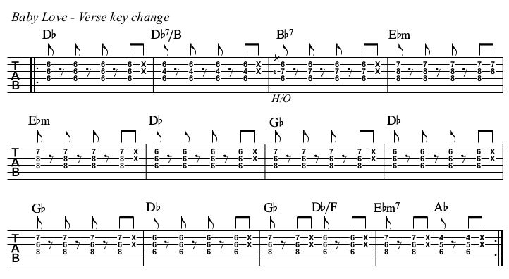 Baby Love TAB, verse key change.