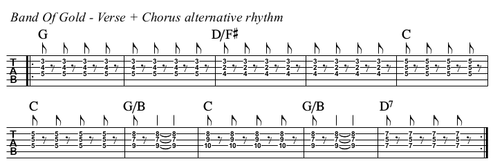 Band Of Gold TAB, verse and chorus, alternative rhythm.