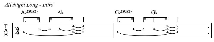 All Night Long TAB, intro.