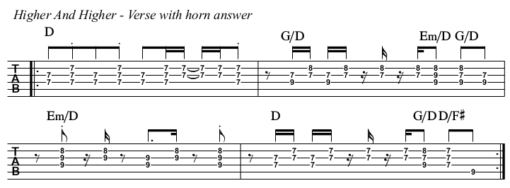 (Your Love Keeps Lifting Me) Higher And Higher TAB, horn answer.