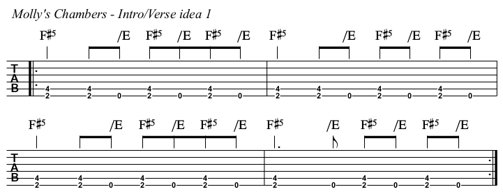 Molly's Chambers TAB, verse 1.