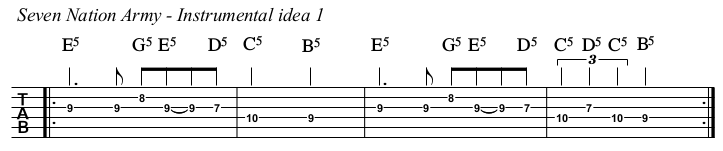 Seven Nation Army TAB, instrumental idea 1.