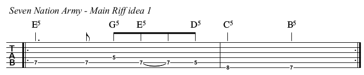Seven Nation Army TAB, main riff idea 1.