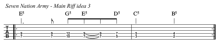 Seven Nation Army TAB, main riff idea 3.