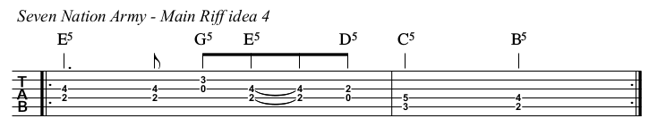 Seven Nation Army TAB, main riff idea 4.