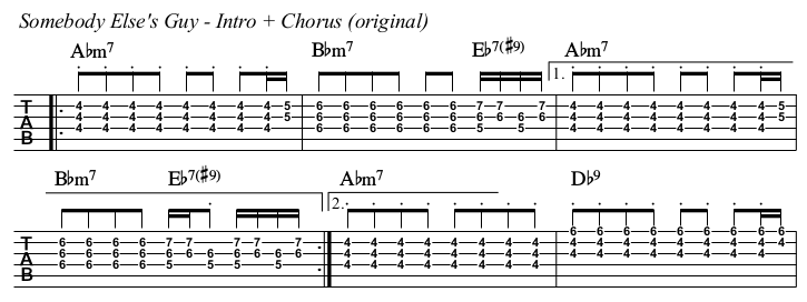 Somebody Else's Guy TAB Intro and Chorus