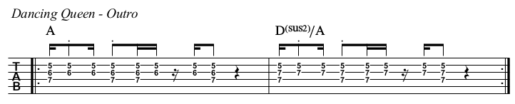 Dancing Queen TAB, outro.