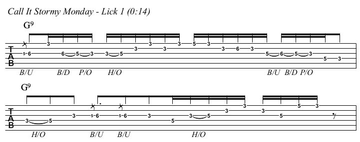 Call It Stormy Monday TAB, lick 1.
