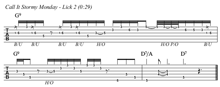 Call It Stormy Monday TAB, lick 2.