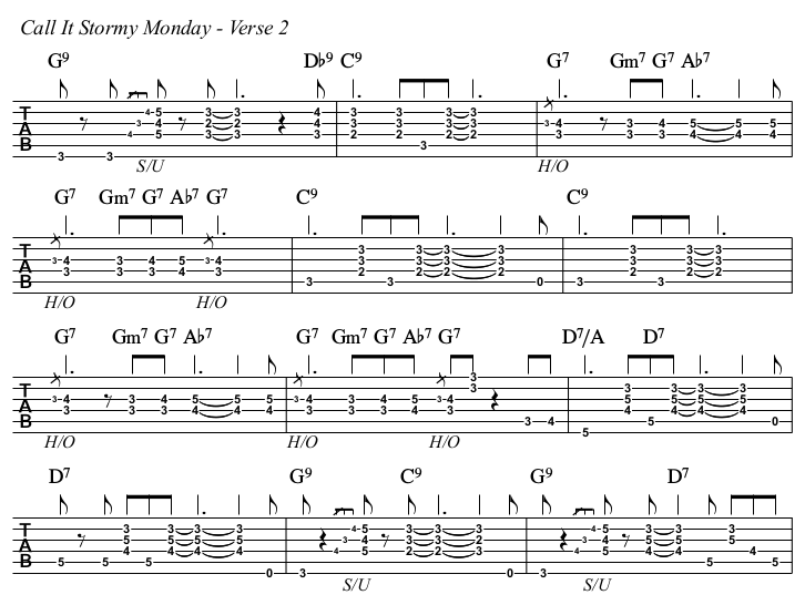 Call It Stormy Monday TAB, verse 2.