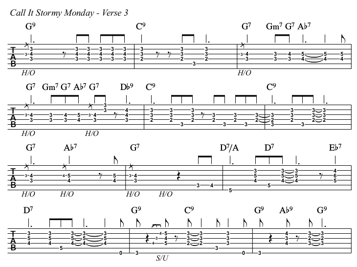 Call It Stormy Monday TAB, verse 3.