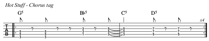 Hot Stuff TAB, chorus tag.