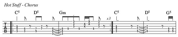 Hot Stuff TAB, chorus.