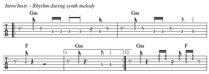 Hot Stuff TAB. intro rhythm.
