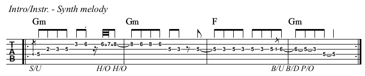 Hot Stuff TAB, intro synth.