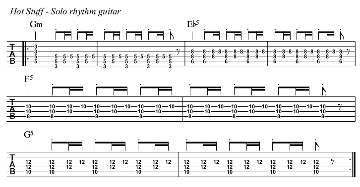 Hot Stuff TAB, solo rhythm.