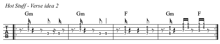Hot Stuff TAB. verse Idea 2.