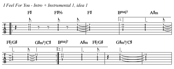 I Feel For You TAB, intro and instrumental idea 1.
