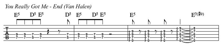 You Really Got Me Van Halen TAB, end.