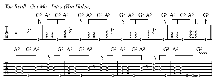 You Really Got Me Van Halen TAB, intro.