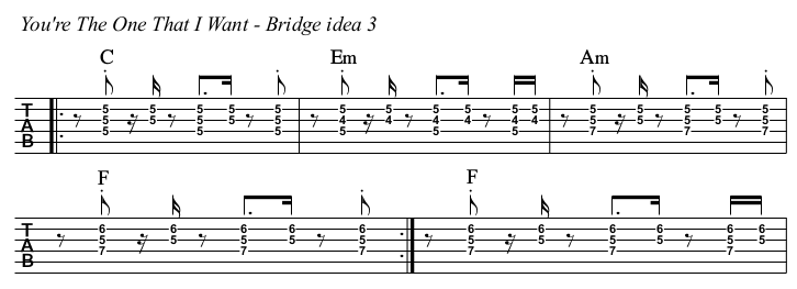 You're The One That I Want TAB, bridge idea 3.