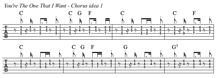 You're The One That I Want TAB, chorus idea 2.