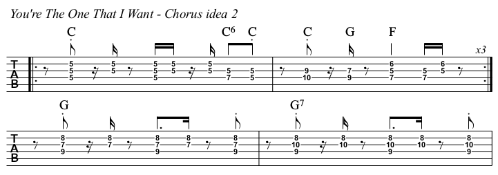 You're The One That I Want TAB, chorus idea 2.