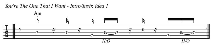 You're The One That I Want TAB, intro idea 1.