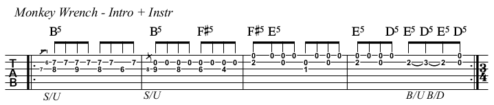 Monkey Wrench TAB, intro and instrumental.