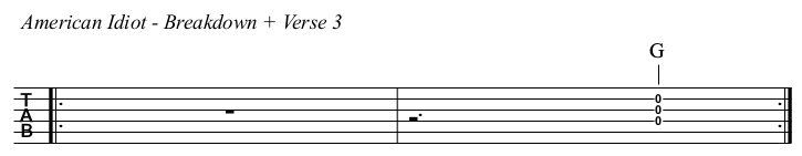 American Idiot TAB, breakdown and verse 3.