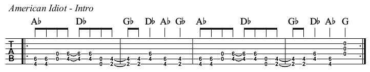 American Idiot TAB, intro.