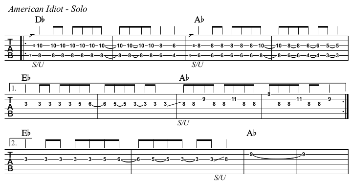 American Idiot TAB, solo.