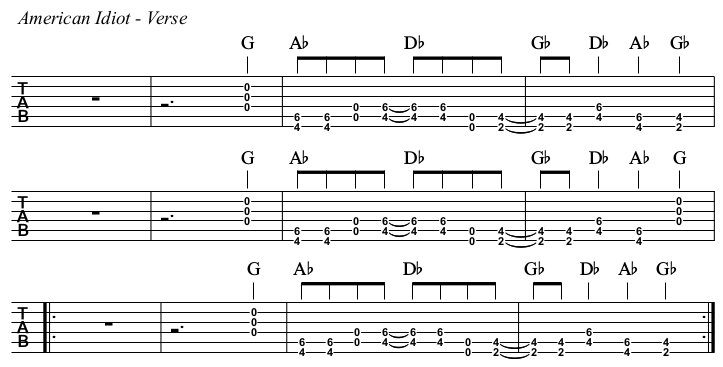 American Idiot TAB, verse.