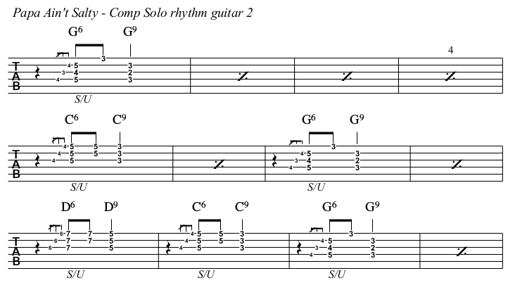Papa Ain't Salty TAB, solo 2 rhythm 2.