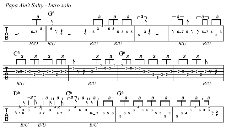 Papa Ain't Salty TAB, intro solo.