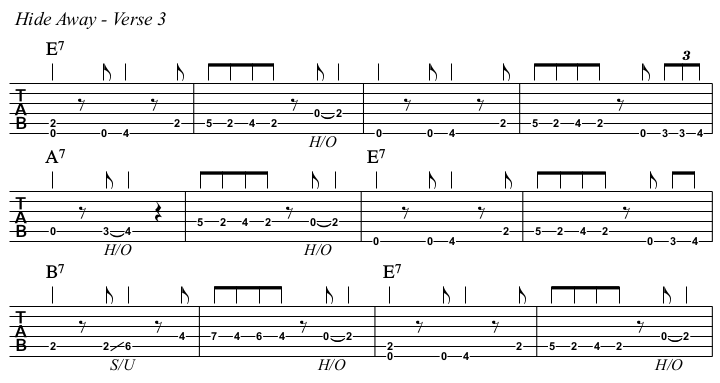 Hide Away TAB, verse 3.