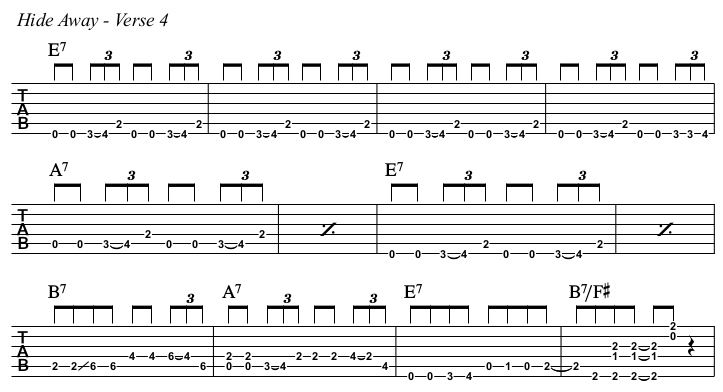 Hide Away TAB, verse 4.