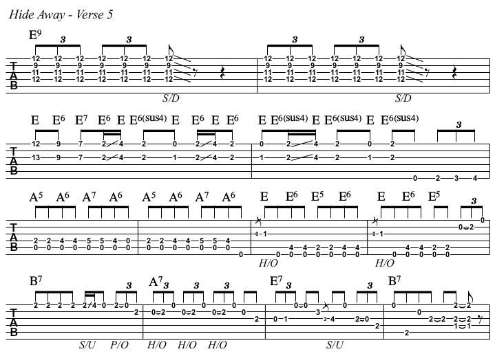 Hide Away TAB, verse 5.